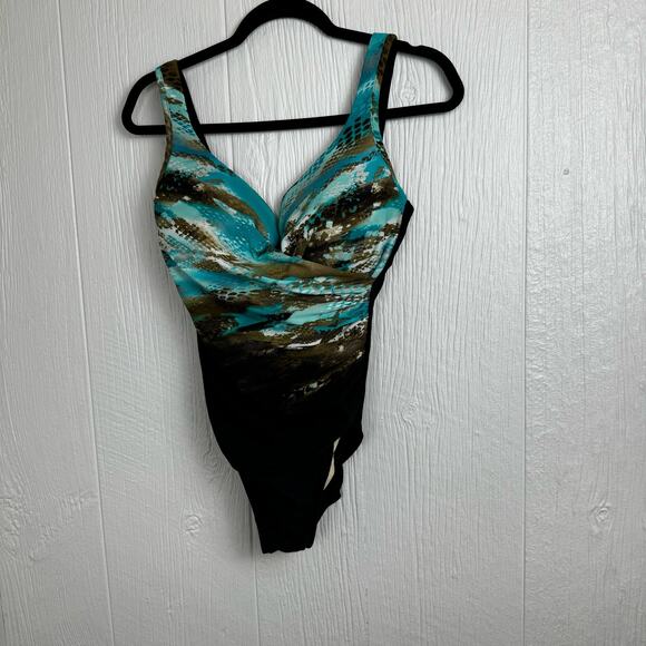 Miraclesuit Size 10 One Piece Tummy Control Bundle Seaglass Escape Night Large - Picture 13 of 16